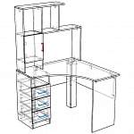 Чертеж Компьютерный угловой стол Барс 1 с надстройкой BMS